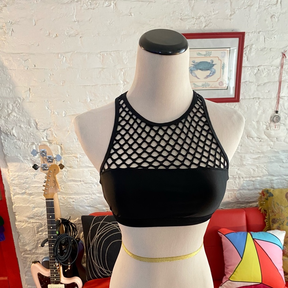 Fishnet Crop Top - Black